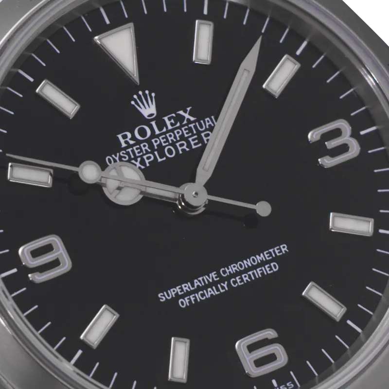 Explorer 36mm en acier, cadran noir, lunette lisse, bracelet Oyster acier — 14270 - vue 3