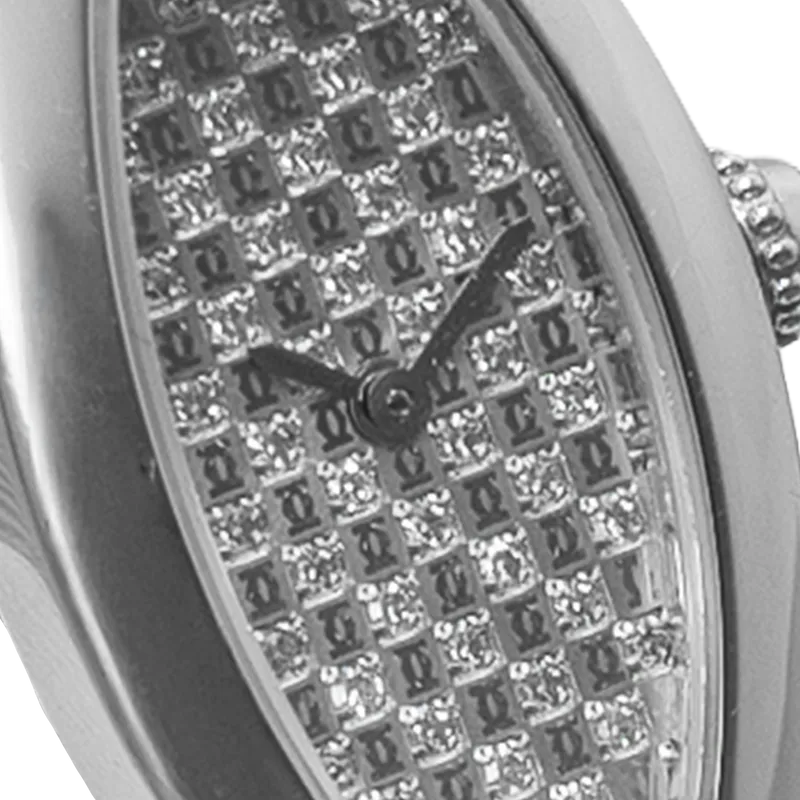Tonneau en or blanc, cadran argent serti de diamants, bracelet en or blanc — 2545 - vue 3