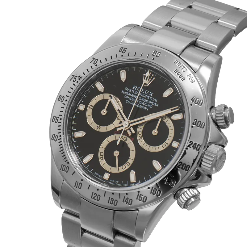 Daytona 40mm en acier, cadran noir lunette acier, bracelet acier – vue 2