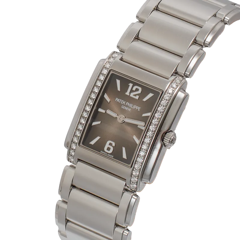 Patek Philippe Twenty-4 en acier, cadran gris, lunette sertie, bracelet acier – vue 2