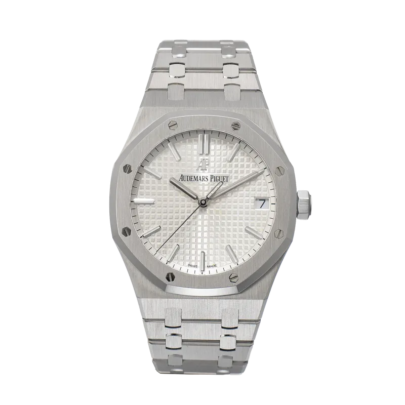 Royal Oak Automatic 41mm en acier, cadran blanc Grande Tapisserie, bracelet acier