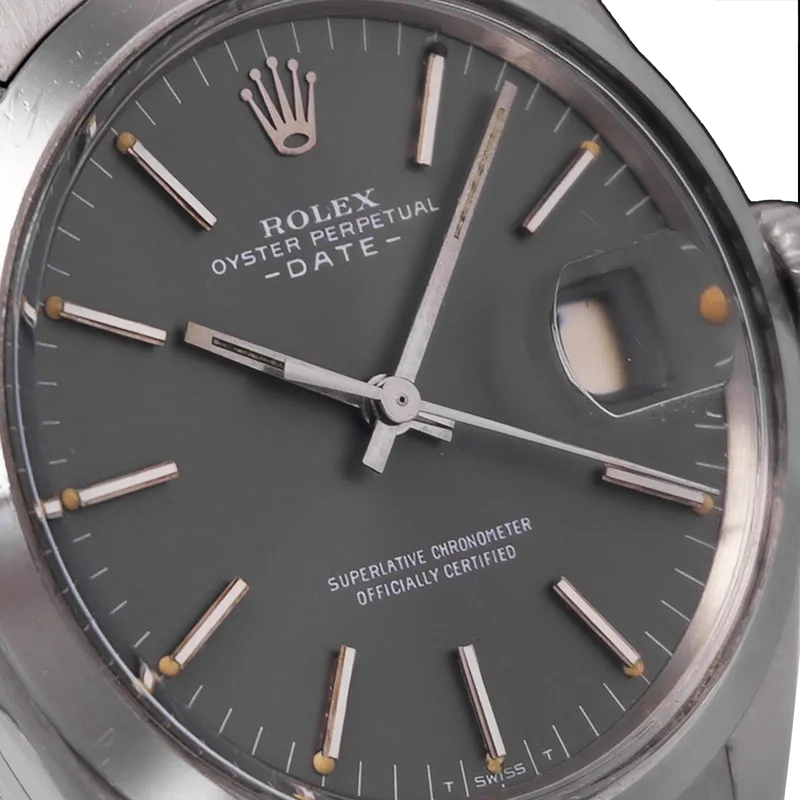 Oyster Perpetual Date 34mm en acier, cadran gris, lunette lisse, bracelet oyster acier — 1500 - vue 3