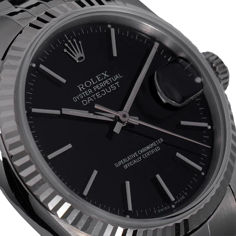 Oyster Perpetuel Datejust 36mm en acier, cadran noir, lunette cannelée, bracelet jubilé acier — 16234 - vue 3