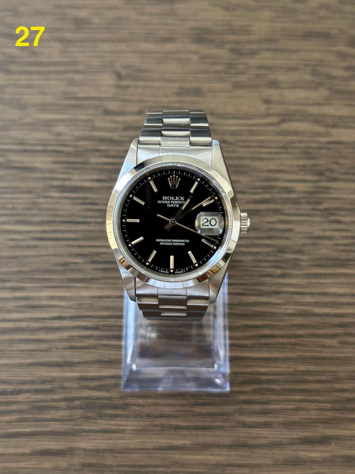 Oyster Perpetual Date en acier, cadran noir, lunette lisse, bracelet oyster acier — 15200 - vue 4