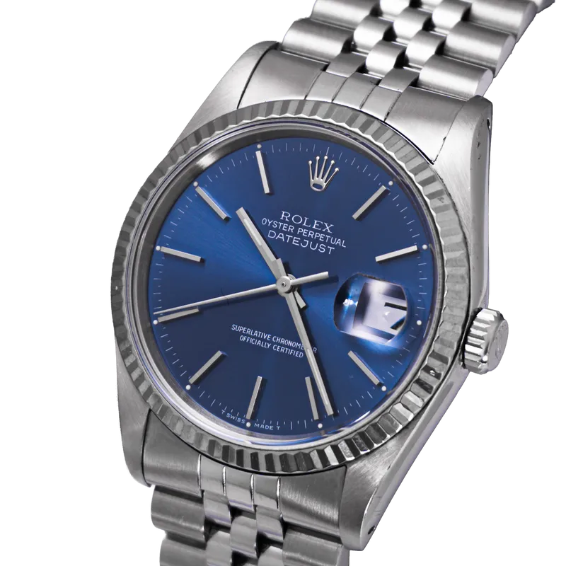 Datejust 36mm en acier, cadran bleu, lunette cannelée, bracelet jubilé  – vue 2