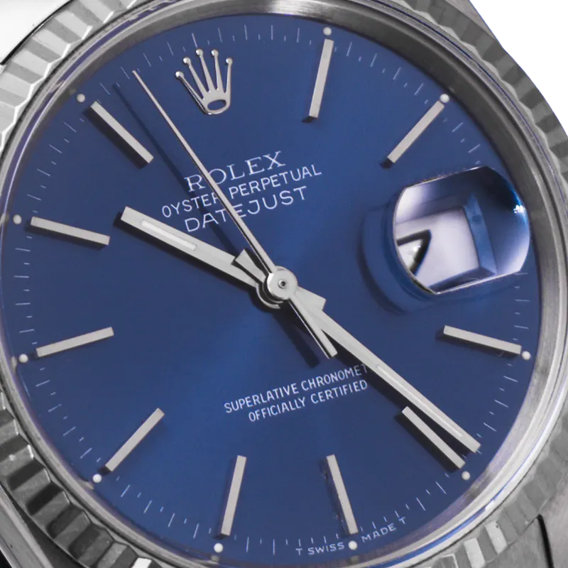 Datejust 36mm en acier, cadran bleu, lunette cannelée, bracelet jubilé  — 16234 - vue 3