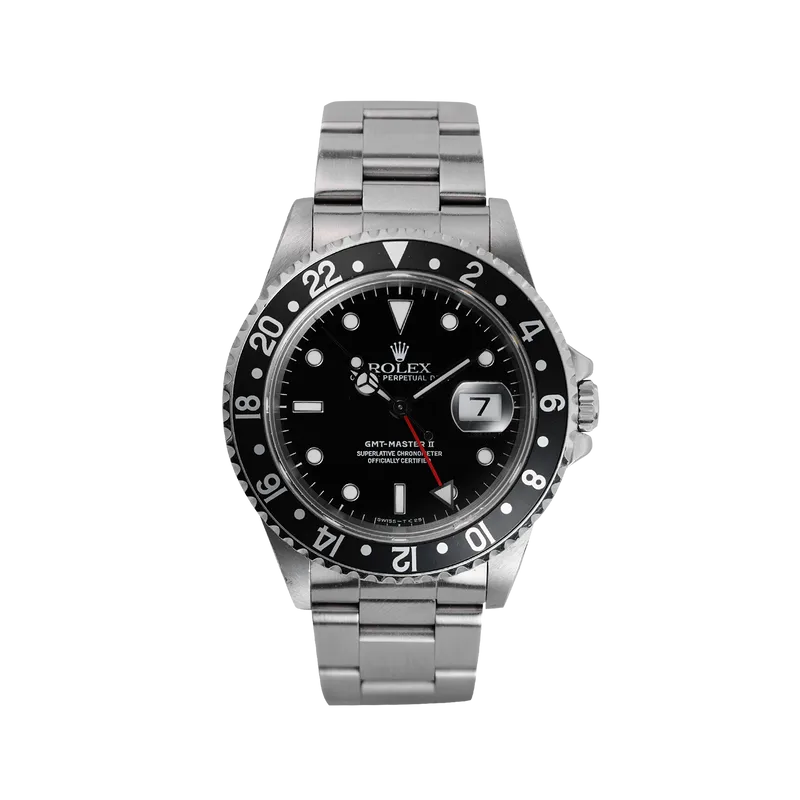 GMT Master-II 40mm in steel, black dial, black bezel, steel oyster bracelet 