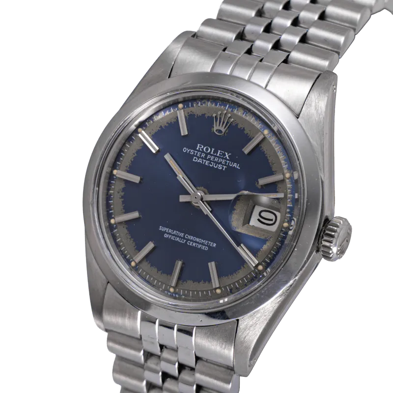 Datejust 36mm en acier, cadran bleu patiné, lunette lisse, bracelet jubilé acier – vue 2