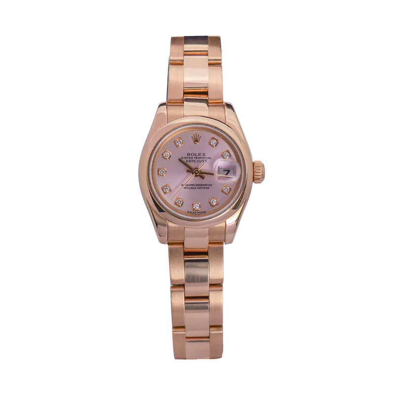 Oyster Perpetual Datejust 26mm en or rose, index diamants, cadran rose, bracelet oyster or rose