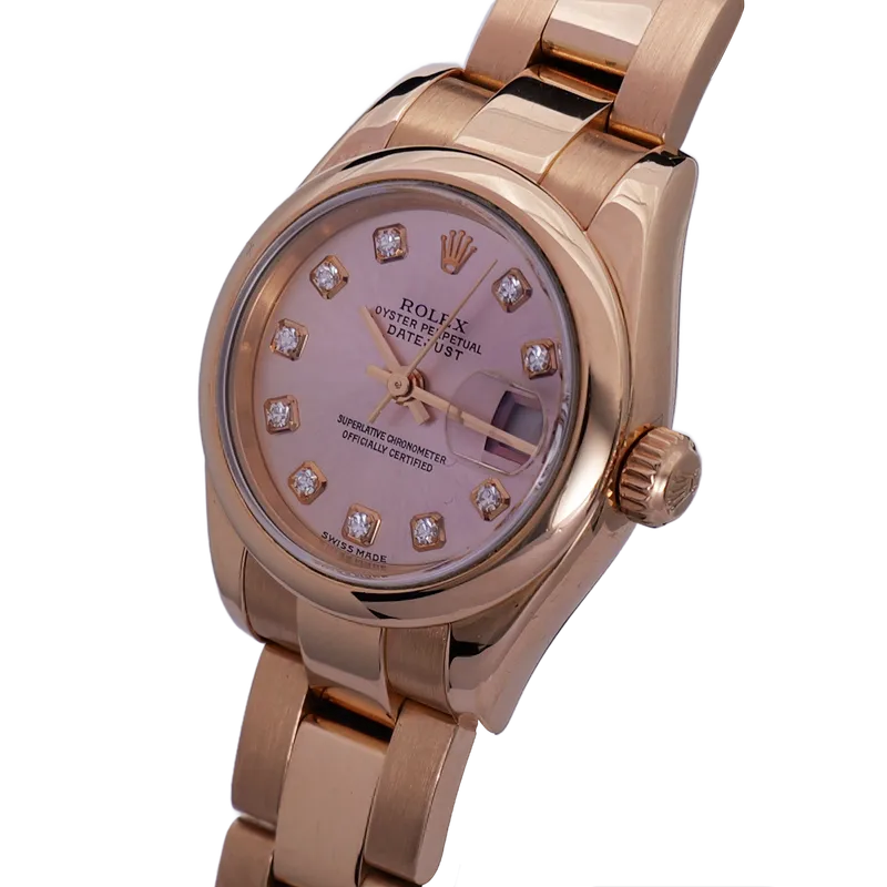 Oyster Perpetual Datejust 26mm en or rose, index diamants, cadran rose, bracelet oyster or rose – vue 2
