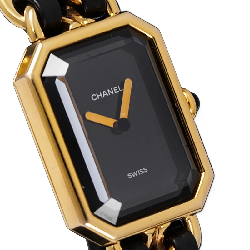 Premier M en acier inoxydable plaqué or, bracelet cuir et acier inoxydable.  — H0001/M - vue 3