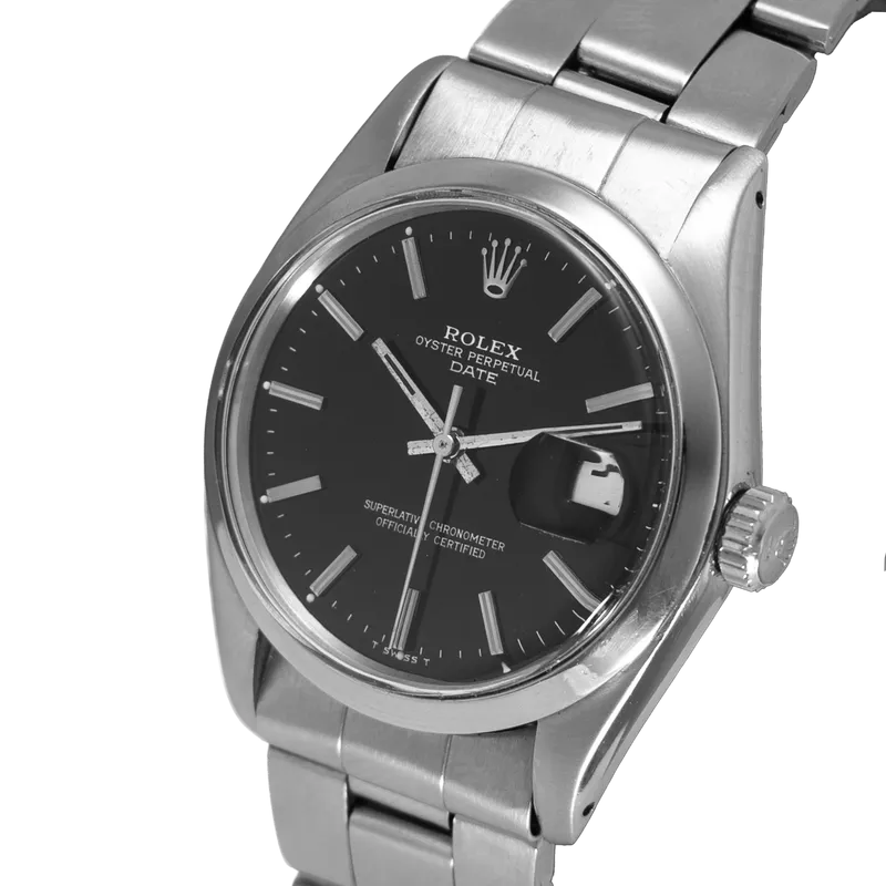Oyster Perpetual 34mm en acier, cadran noir, lunette lisse, bracelet Oyster acier  – vue 2