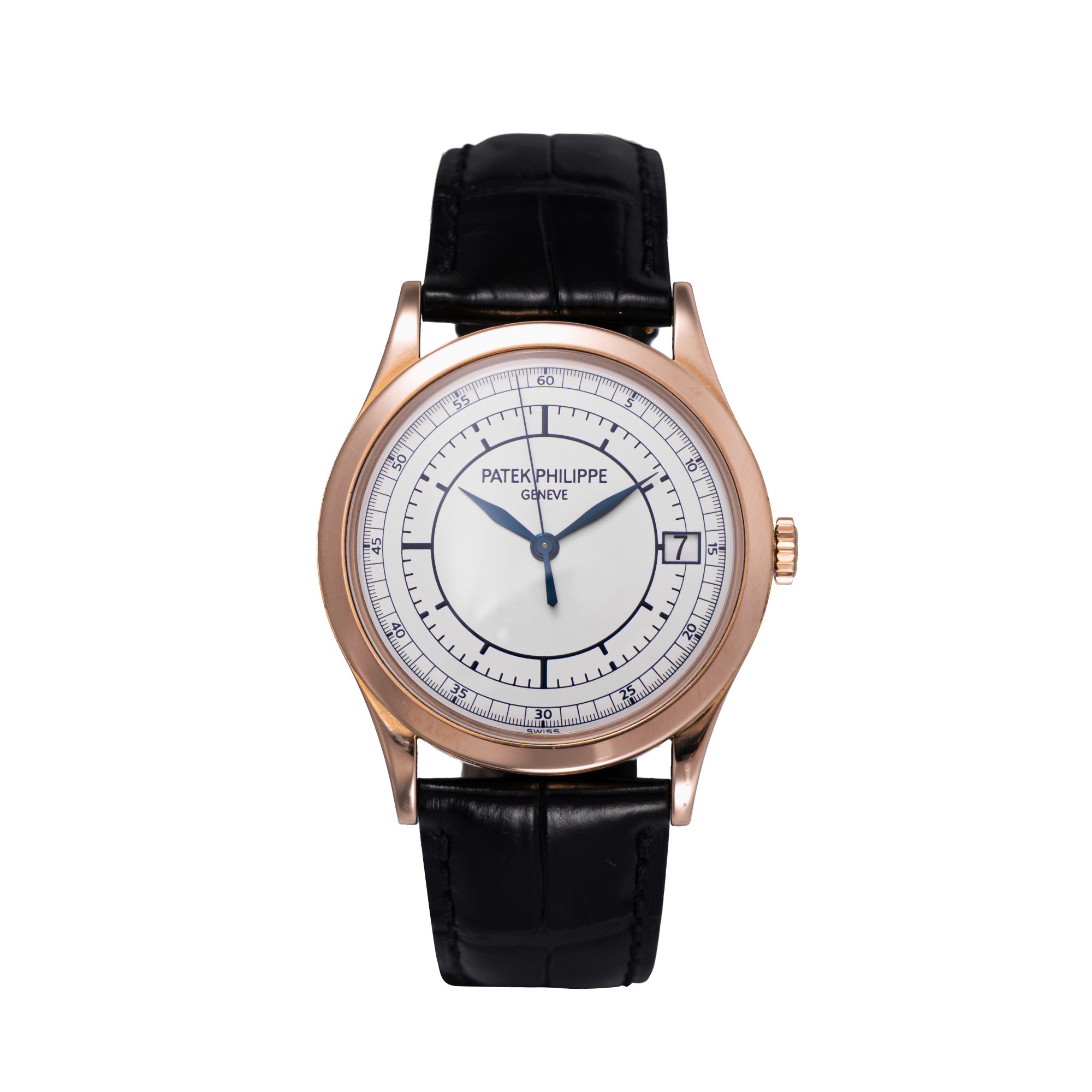 CALATRAVA 38mm en or rose, cadran blanc, bracelet cuir BA or rose — 5296R - vue 4