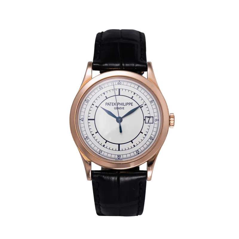 CALATRAVA 38mm en or rose, cadran blanc, bracelet cuir BA or rose 