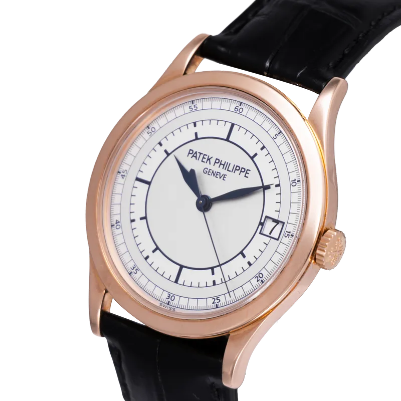 CALATRAVA 38mm en or rose, cadran blanc, bracelet cuir BA or rose  – vue 2