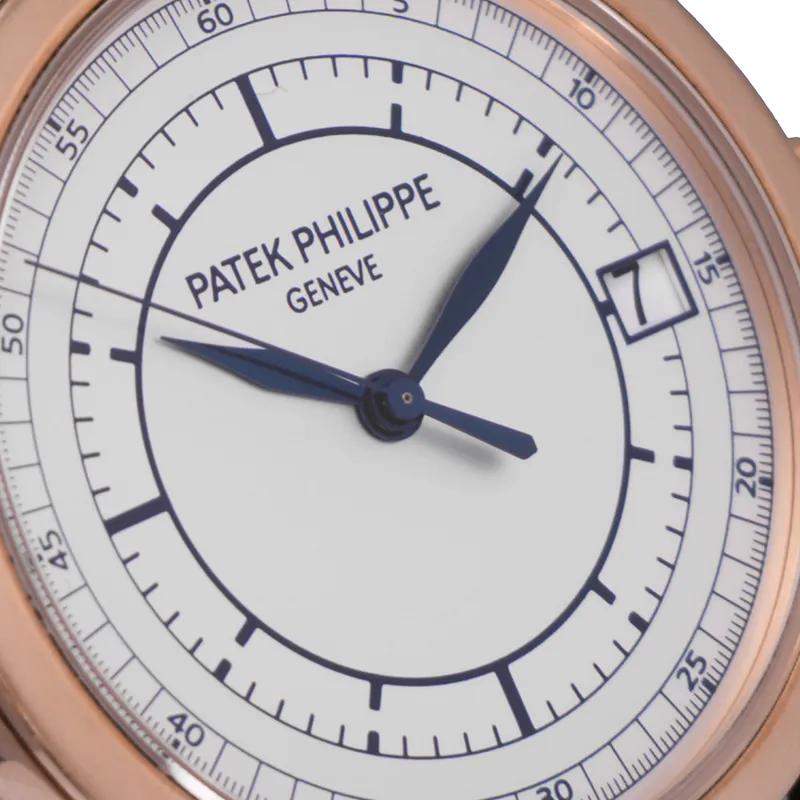 CALATRAVA 38mm en or rose, cadran blanc, bracelet cuir BA or rose  — 5296R - vue 3