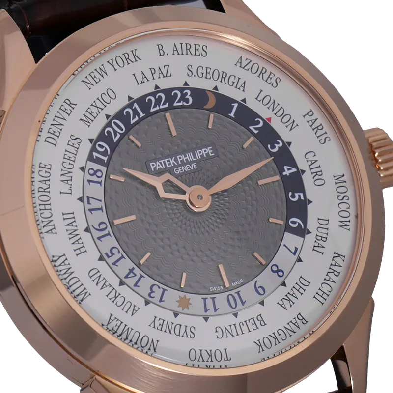 World Time 38,5mm en or rose, bracelet cuir BD or rose — 5230R-012 - vue 3