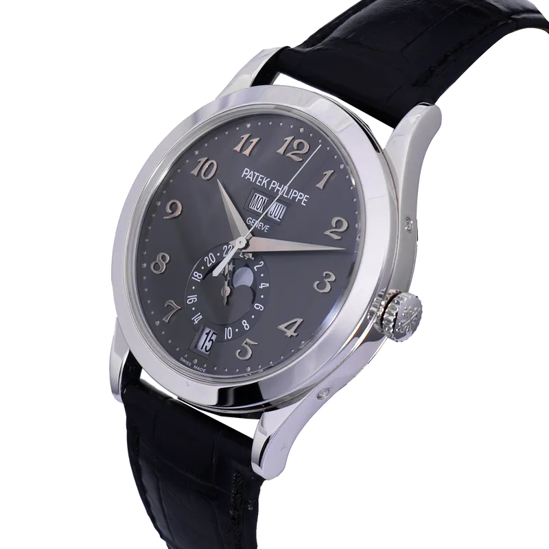 Quantième annuel 38,5mm or gris, cadran gris ardoise, bracelet cuir BD or gris  – vue 2