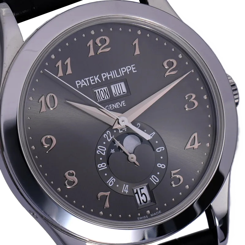 Quantième annuel 38,5mm or gris, cadran gris ardoise, bracelet cuir BD or gris  — 5396G-014 - vue 3