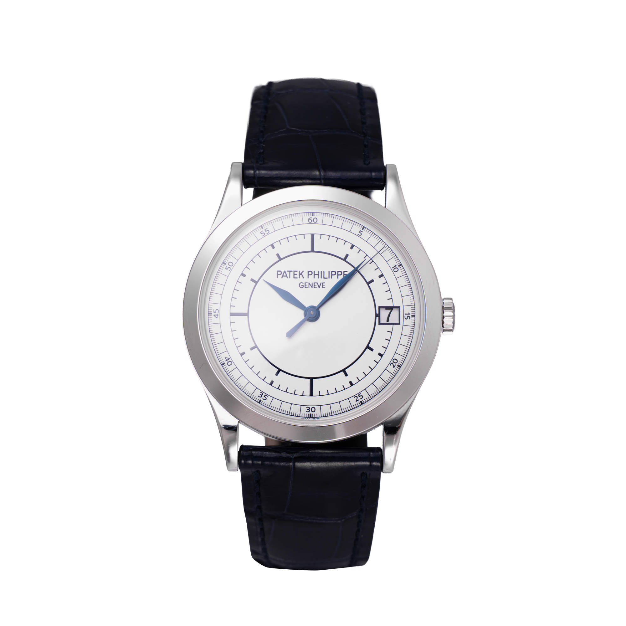 CALATRAVA 38mm en or gris, cadran blanc, bracelet cuir BA or blanc — 5296G-001 - vue 4