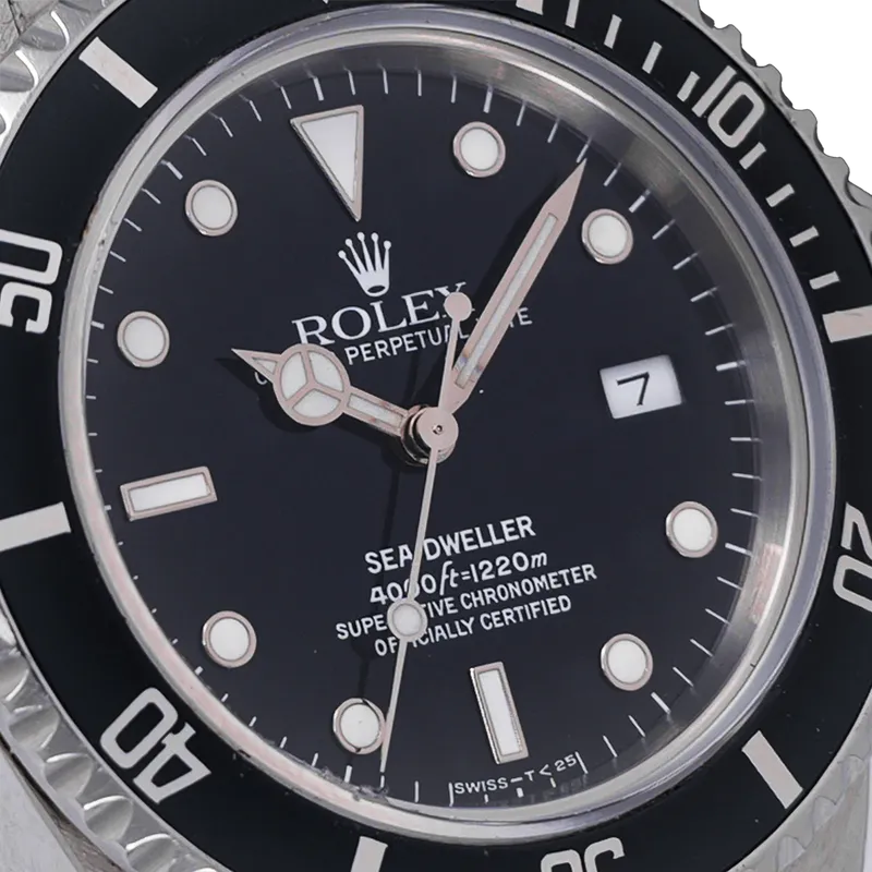 Sea-Dweller 40mm en acier, cadran noir, lunette noir patine bleu, bracelet oyster acier  — 16600 - vue 3