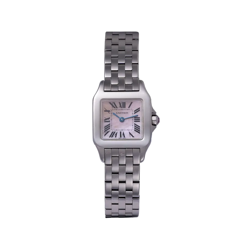 Santos Demoiselle en acier, cadran nacre, bracelet acier. 