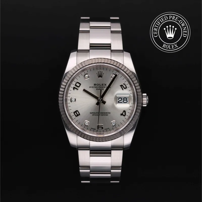 Rolex Certified Pre-Owned, Date, 2017, 34 mm, Oystersteel and White Gold and 18 Carat Gray Rolesor