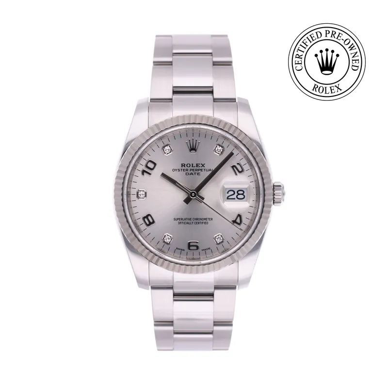 Rolex Certified Pre-Owned, Date, 2017, 34 mm, Oystersteel and White Gold and 18 Carat Gray Rolesor