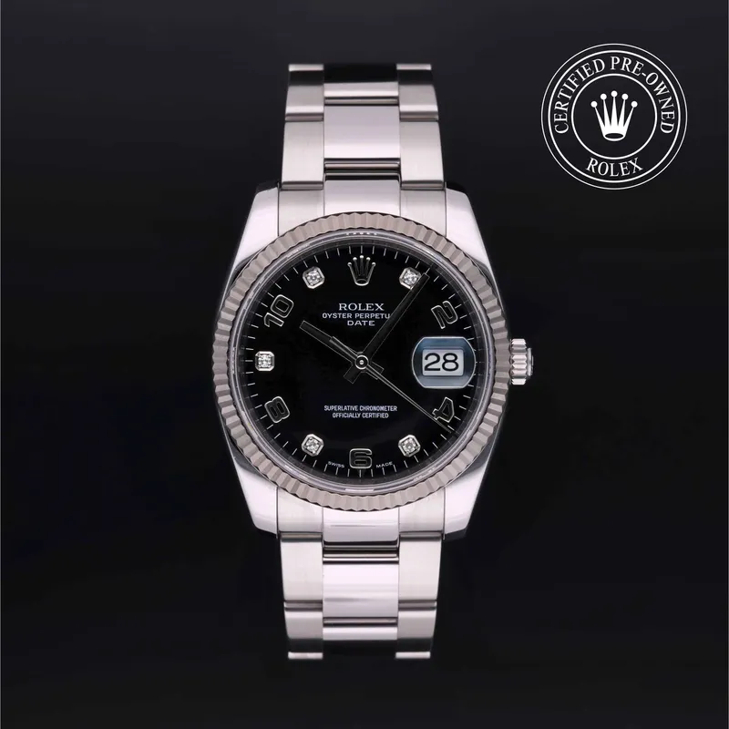 Rolex Certified Pre-Owned, Date, 2007, 34 mm, Oystersteel and White Gold and 18 Carat Gray Rolesor