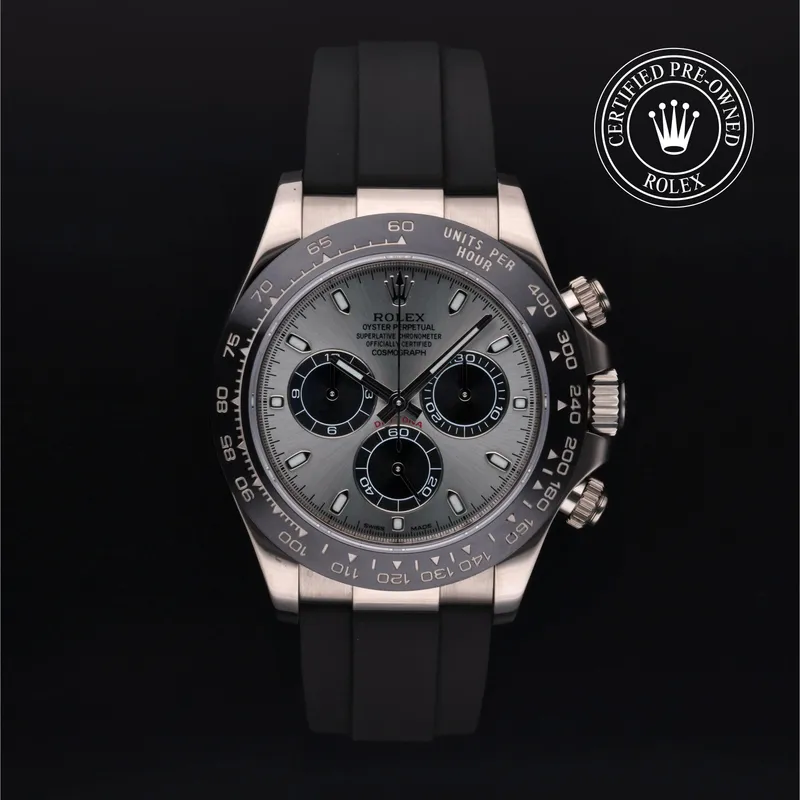 Rolex Certified Pre-Owned, Cosmograph Daytona, 2018, 40 mm, Or Blanc et Céramique et Or 18 Carat Gris