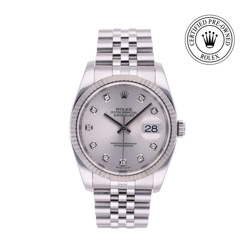 Rolex Certified Pre-Owned, Datejust, 2010, 36 mm, Acier Oystersteel et Or Blanc et Rolesor 18 Carat Gris
