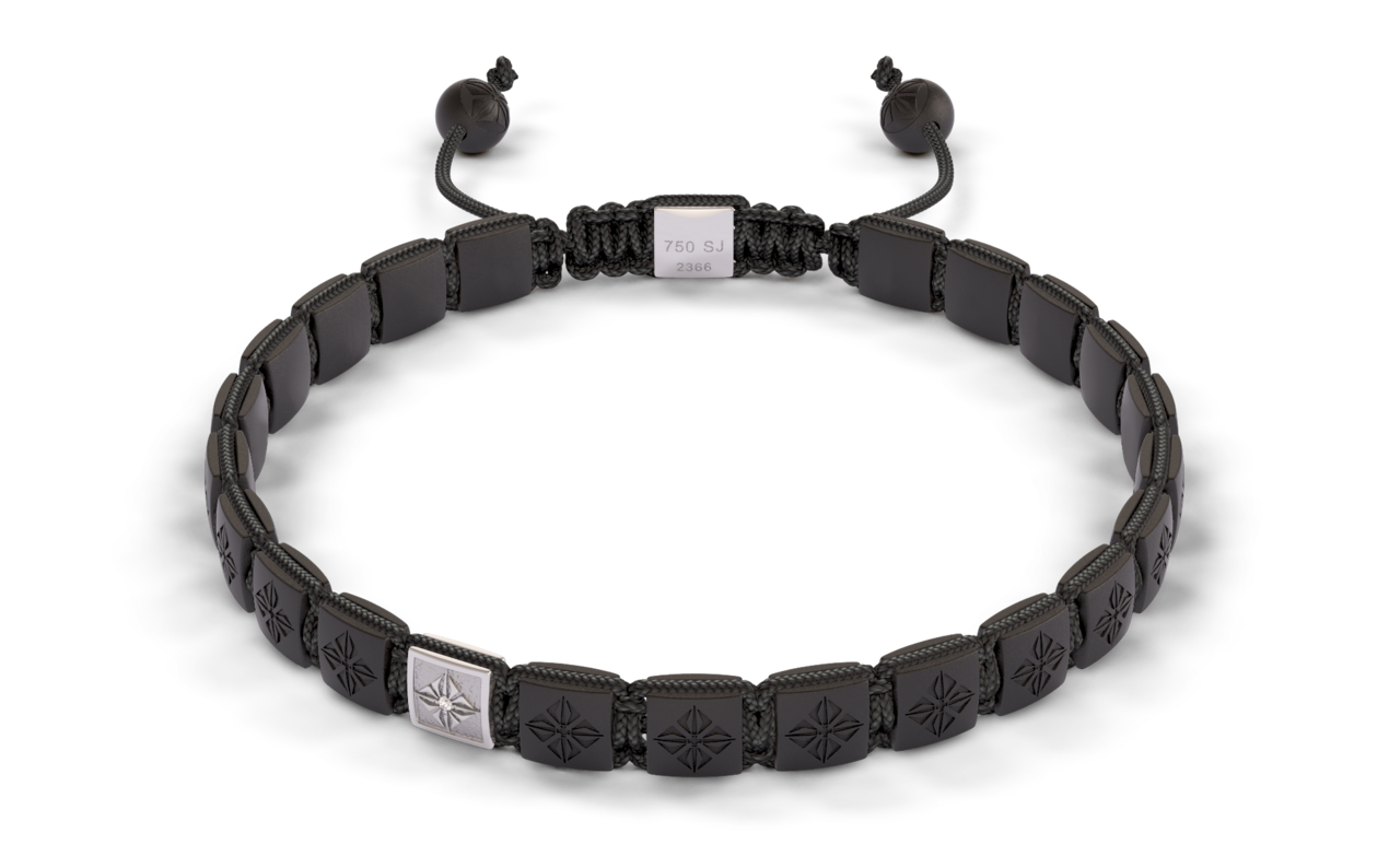 Bracelet LOCK 6mm cordon gris charbon XL