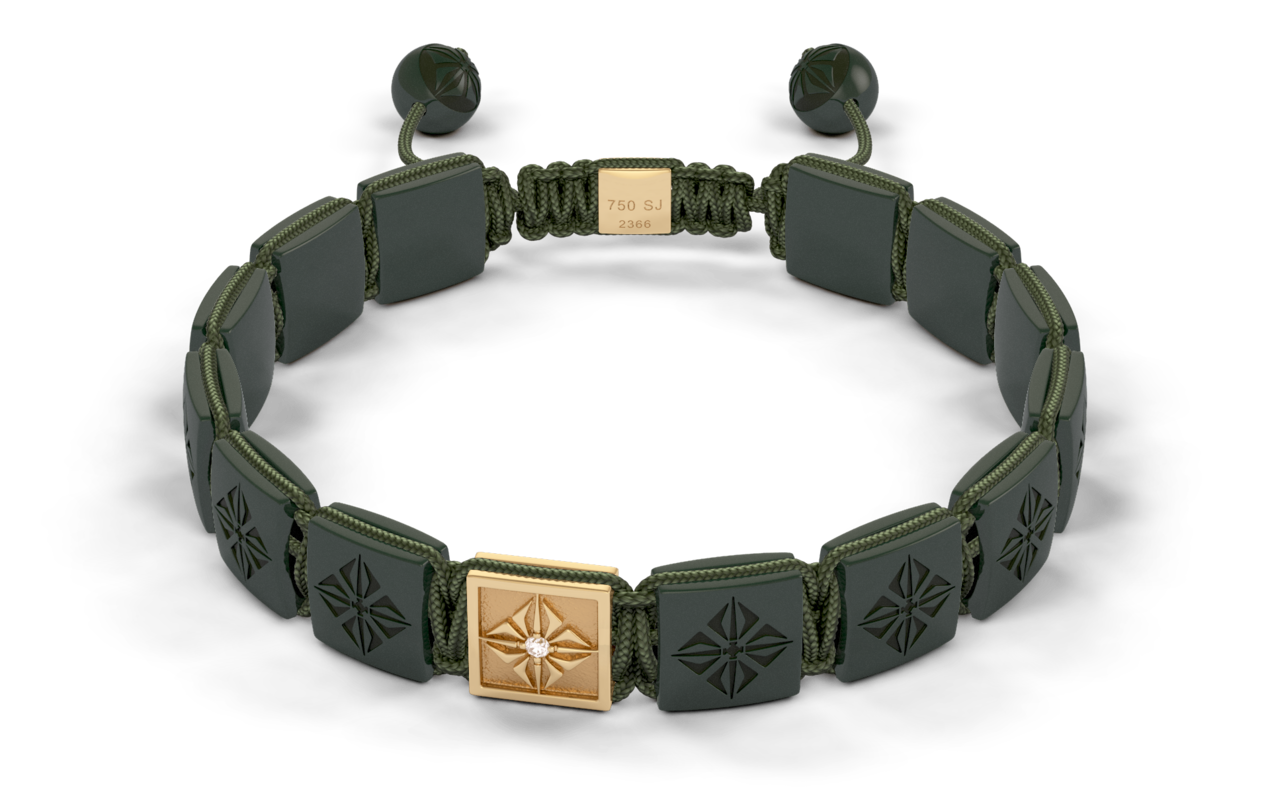 Bracelet LOCK 10mm cordon vert olive XL