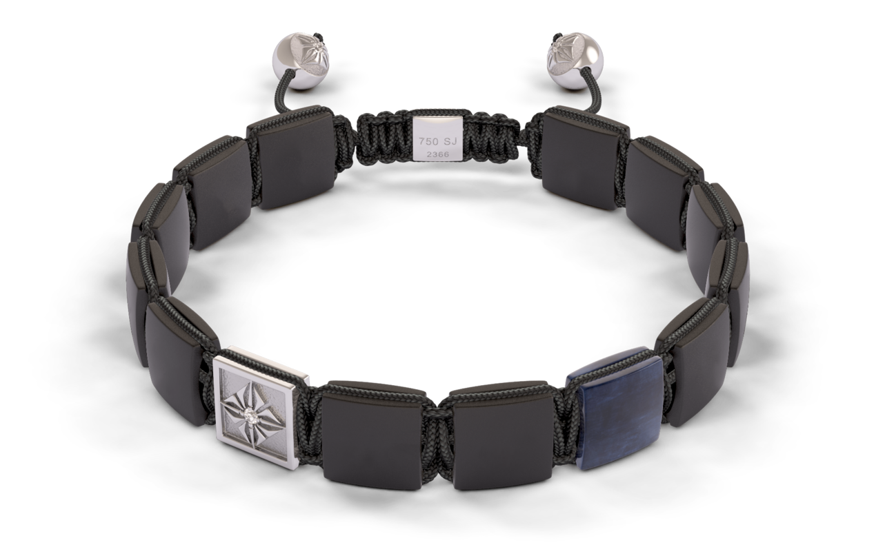 Bracelet LOCK 10mm cordon gris charbon XL