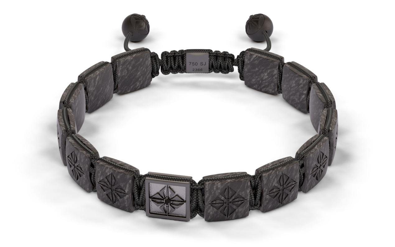 Bracelet LOCK 10mm cordon gris charbon XL