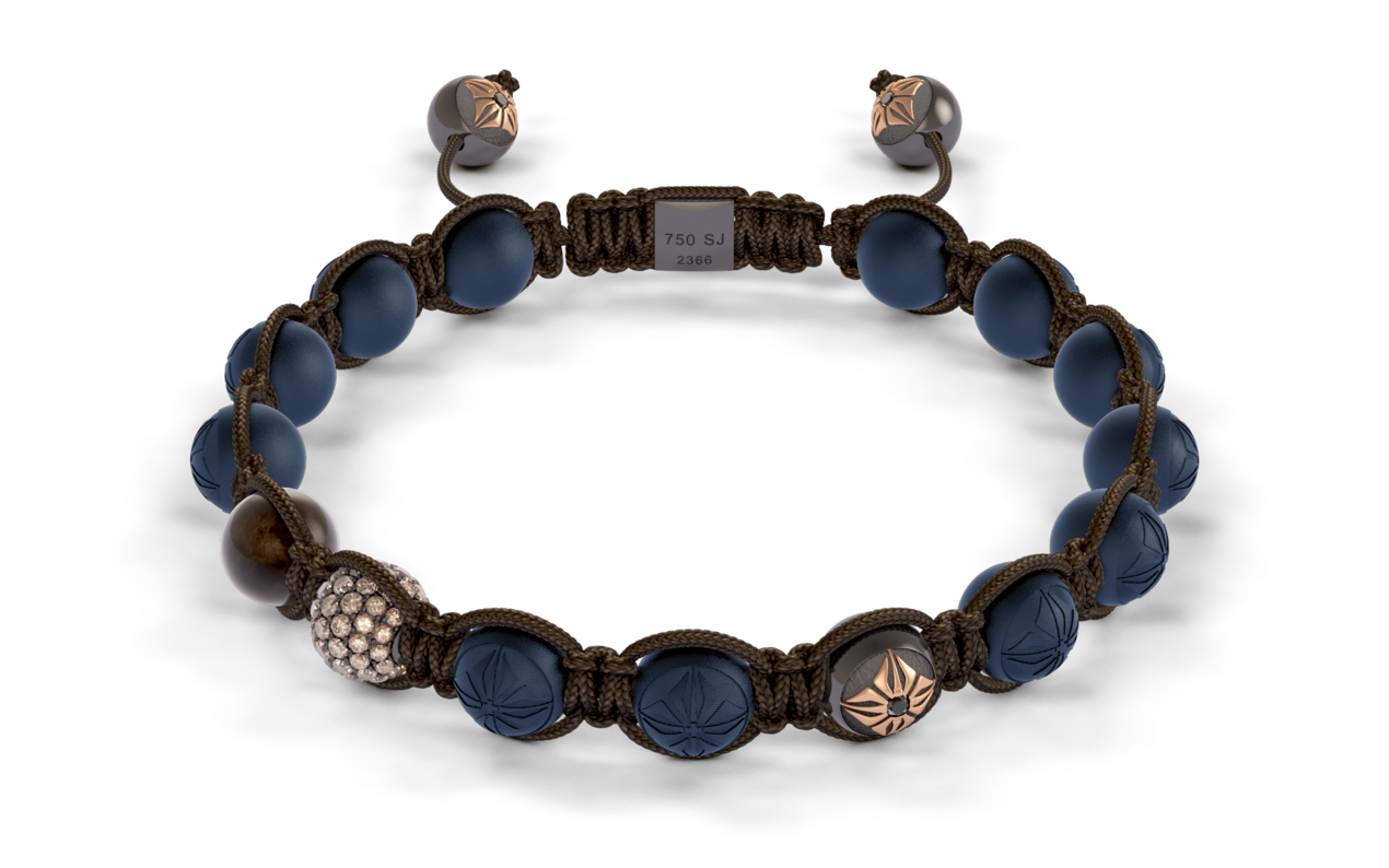 Bracelet BEADED BRAIDED 8mm cordon marron XL